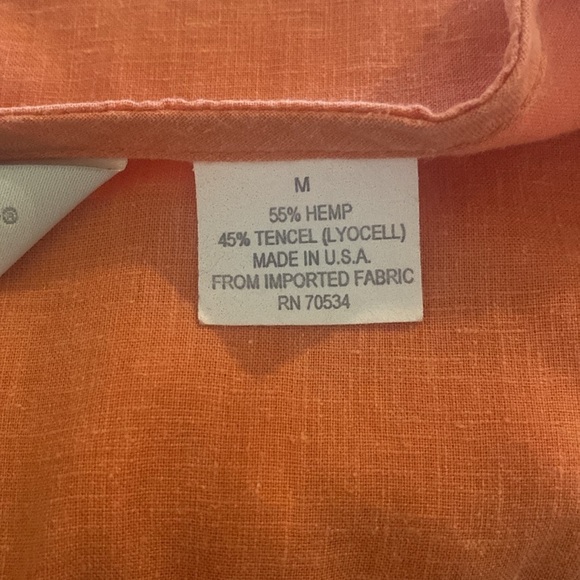 Orvis Linen Hemp Blend Long Sleeves Orange Blouse - Picture 5 of 6